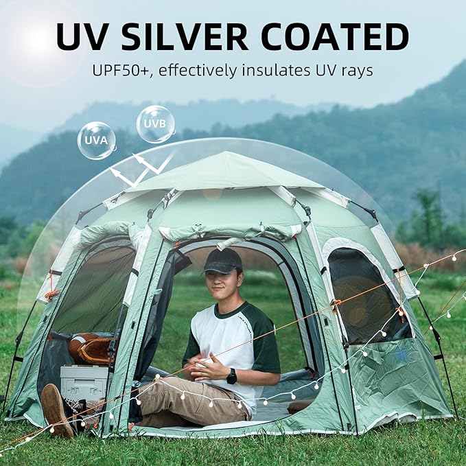 Tents for Camping 2 Person Waterproof Pop Up Camping Tent with Screen Porch 4 Ventilation Mesh Windows & 2 Doors Portable for Camping, Hiking, Beach, Backpacking, and Outdoors