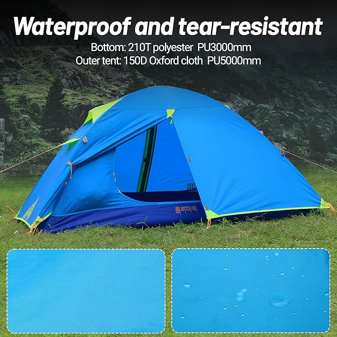 Himalaya 1/2 Person Camping Tent, 4 Season Tent Backpacking Winter Tent Waterproof Windproof Lightweight Portable PU5000 for Outdoor Camping Cold Weather Hiking Mountaineering