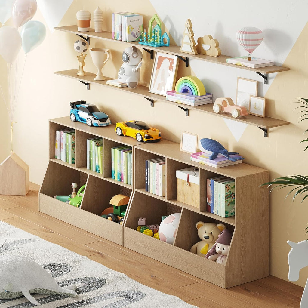 DINZI LVJ Long Wall Shelves, 55.1Inch Wall Mounted Shelves Set of 2, Extra Large Storage Ledges with Sturdy Metal Brackets for Living Room, Bathroom, Bedroom, Kitchen, Natural