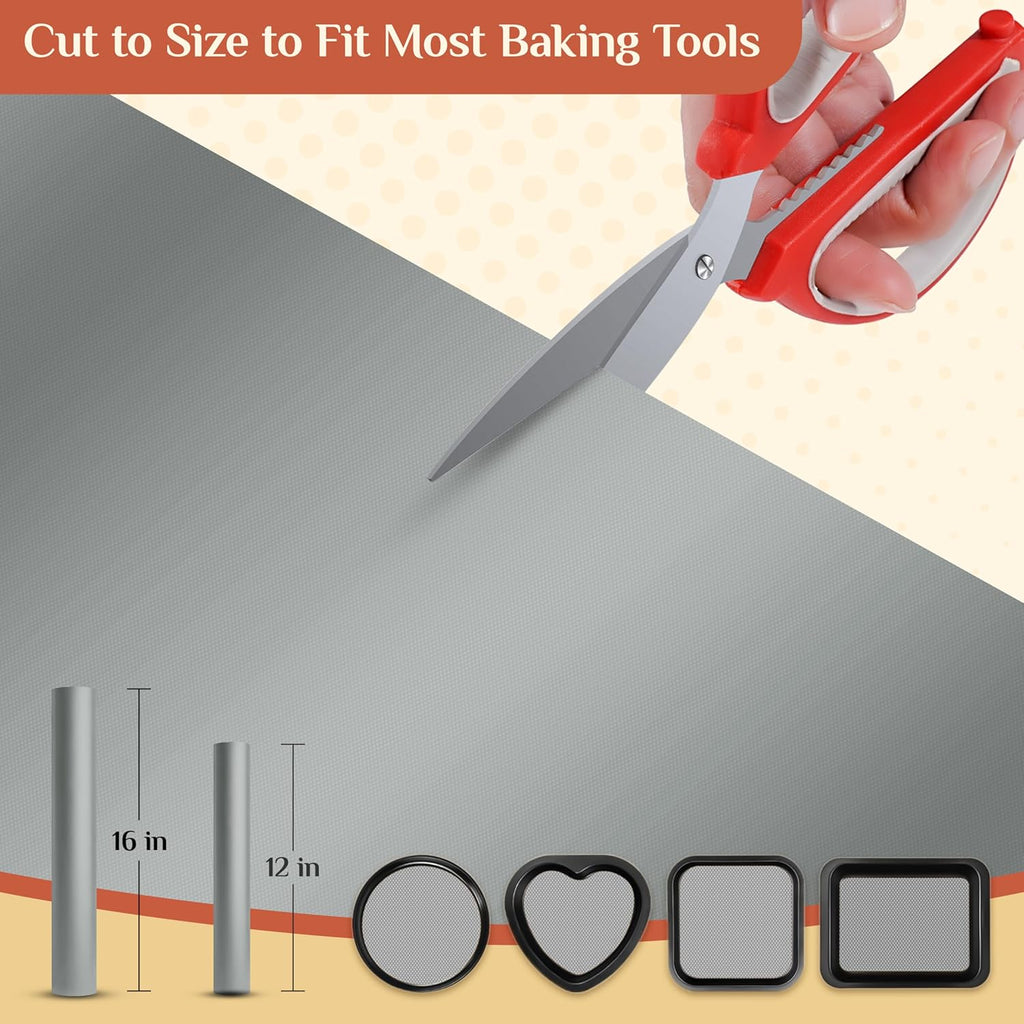 Silicone Baking Mat, 12 IN x 10 FT Free Cutting Baking Sheet, Non-Stick Reusable Dough & Pastry Mat, Non-Slip Silicone Mat Roll for Air Fryer Liner, Freeze Dryer, Oven Baking Pan, Kitchen Counter