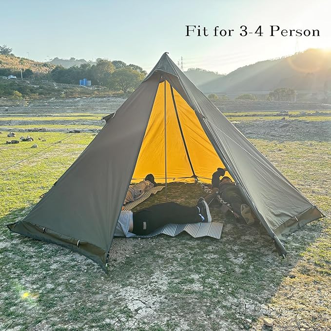 Camping Hot Tent with Wood Stove Jack Winter Teepee Tent 4 Season Backpacking Tent for Survival Hunting Military Fishing