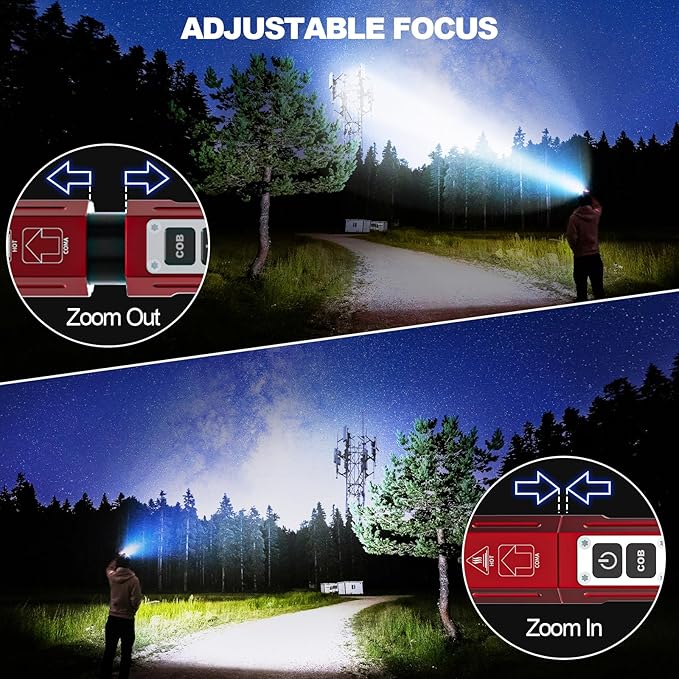 Rechargeable Flashlights High Lumens - 20,000LM Super Bright Small Pocket Magnetic Flashlight, 8 Modes LED Tactical Flash Light, Dual Button Powerful Flashlight for Camping (2, Red)