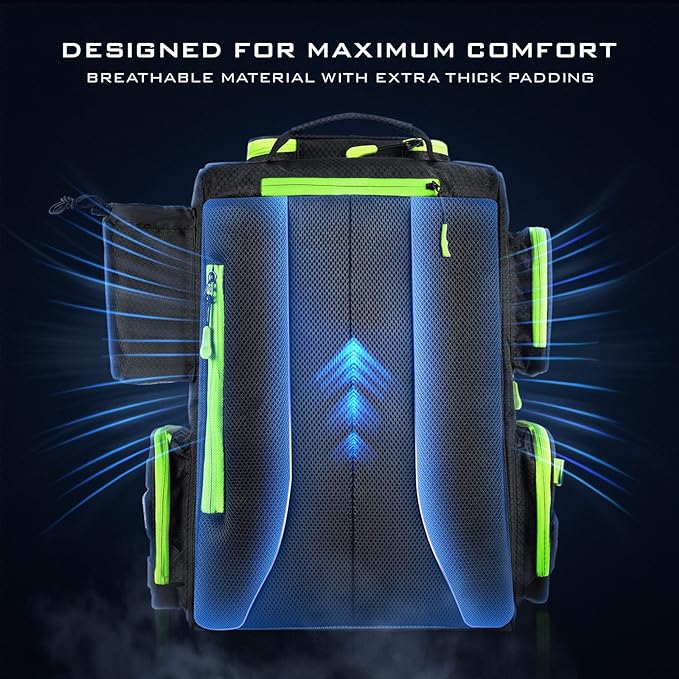 KastKing Bait Boss Fishing Tackle Backpack with Rod Holders-4 Tackle Boxes-Rain Cover,43L Large Storage for Fishing Gear