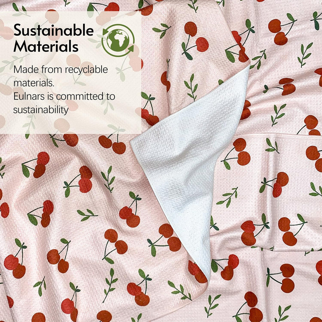 Kitchen Towels, Premium Dish Towels for Kitchen Drying, 18" x 30" Tea Towels, Quick Dry Microfiber Dish Cloths, Ocean Sakura Series, 2-Pack