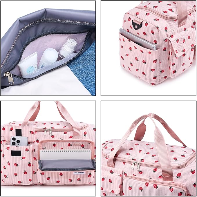 Small Gym Bag for Women, Travel Duffle Bag Carry On Weekender Bag with Shoe Compartment