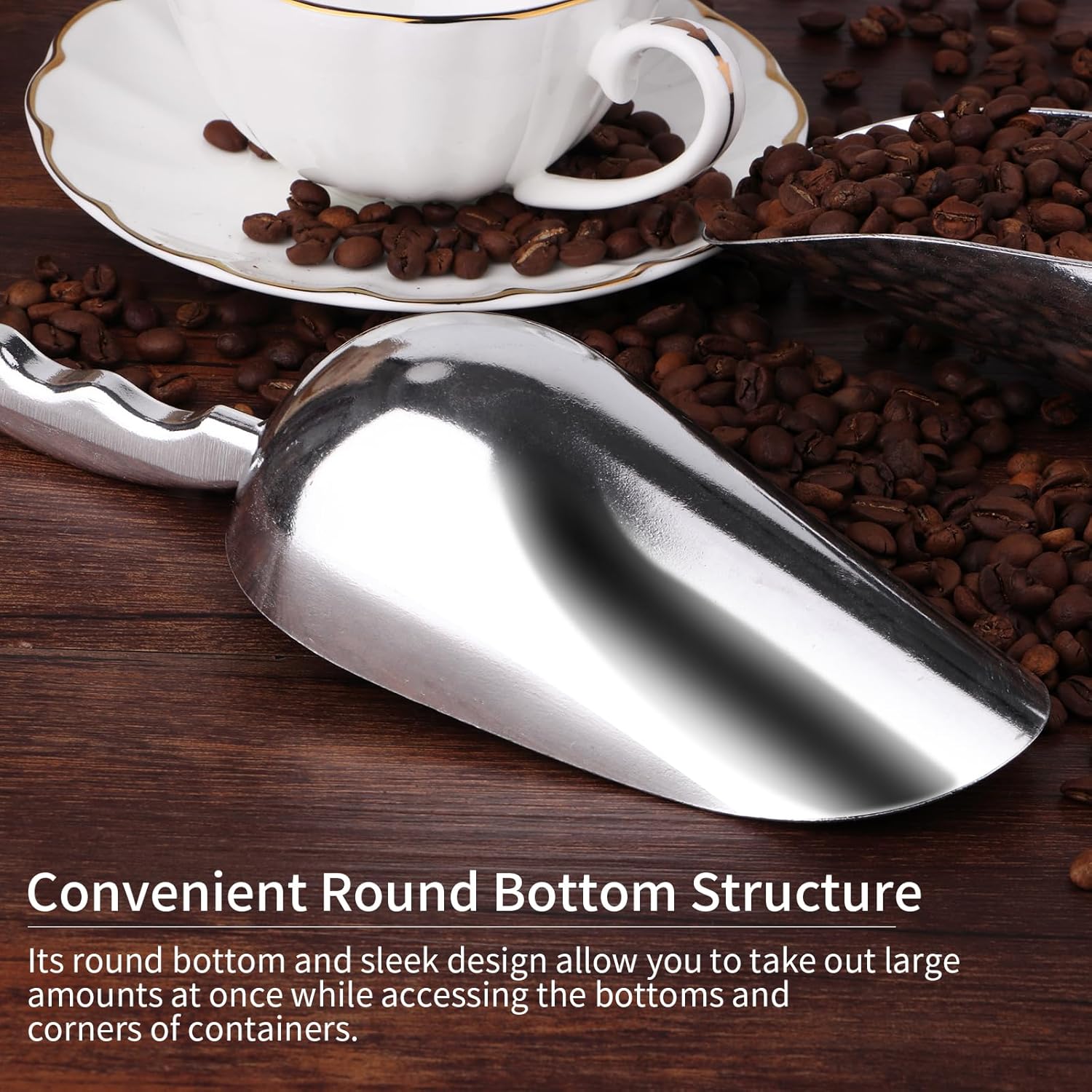 12 Oz Cast Aluminum Bar Ice Scoop Suitable for wedding, buffet (Silver-2pc)