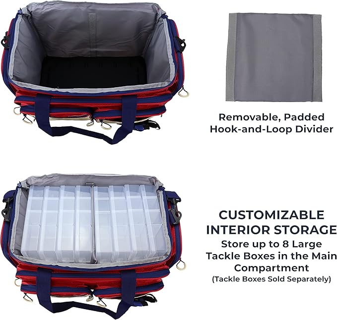 OSAGE RIVER Fishing Tackle Bag, Saltwater Fishing Gear Bag, Tackle Box Organizer with Waterproof Non-Slip Bottom, Padded Shoulder Strap, and Fishing Pliers, Fishing Gifts for Men