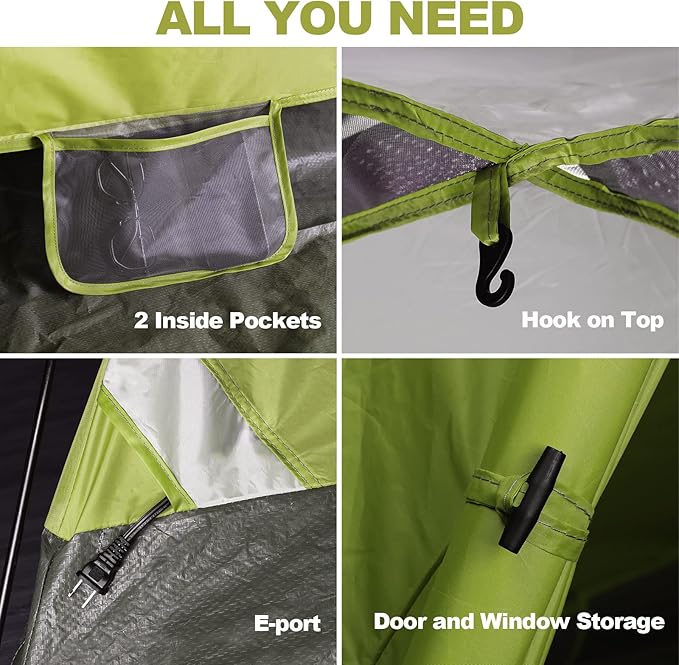 2/4-Person Family Dome Tent with Removable Rain-Fly, Easy Set Up Portable Camping Tent for Backpacking Hiking Backyard Outdoor, Green/Blue/2-person/4-person