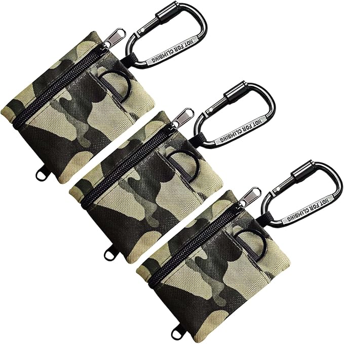 3 Pack Tactical EDC Keychain Pouch with Upgraded D-Ring - Military Mini Molle Utility Organizer for Outdoor, Hiking, Camping, Belt Gear, Zipper Pocket Bag