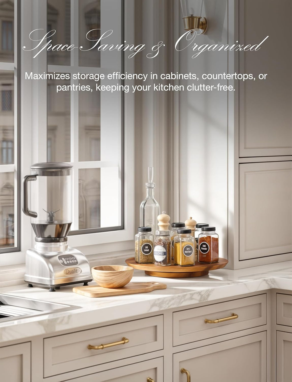 13" Acacia Lazy Susan Organizer for Table - Wooden Lazy Susan Turntable - Wood Kitchen Turntable Storage Food for Cheese Boards, Pantry, Fridge, Countertop (Acacia Wood, 13 Inch)