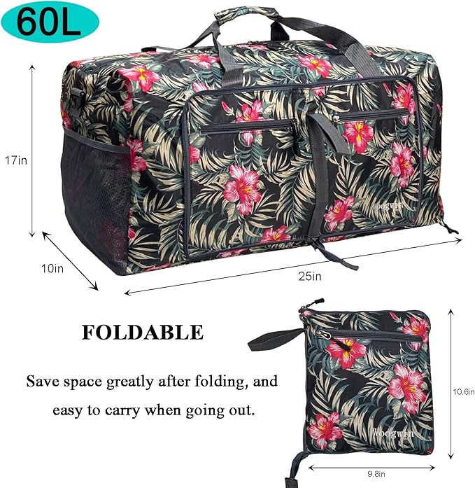 Woogwin Travel Duffel Bag Large Foldable Waterproof Overnight Bag for Beach Swim Bags Pool Sports Gym