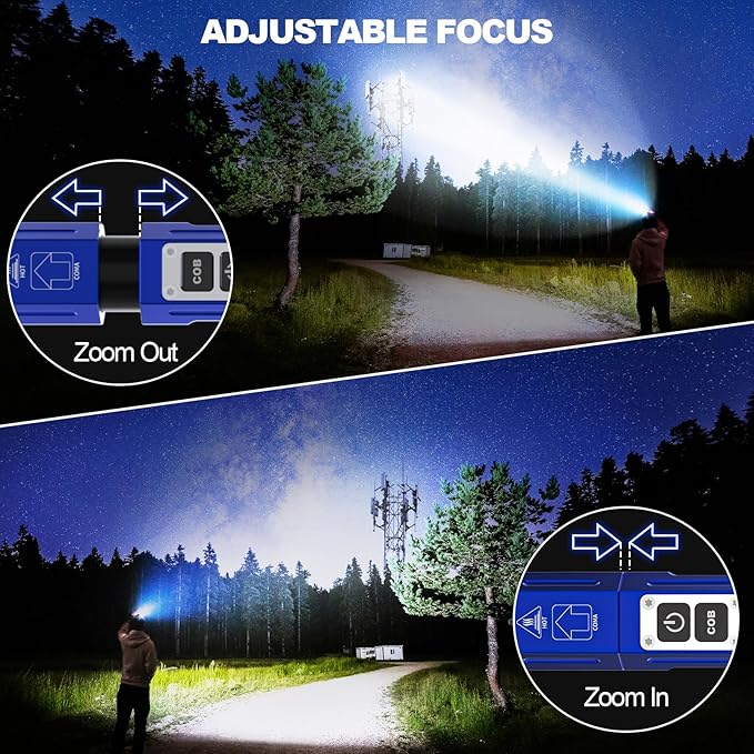 Rechargeable Flashlights High Lumens - 20,000LM Super Bright Small Pocket Magnetic Flashlight, 8 Modes LED Tactical Flash Light, Dual Button Powerful Flashlight for Camping (2, Klein Blue)