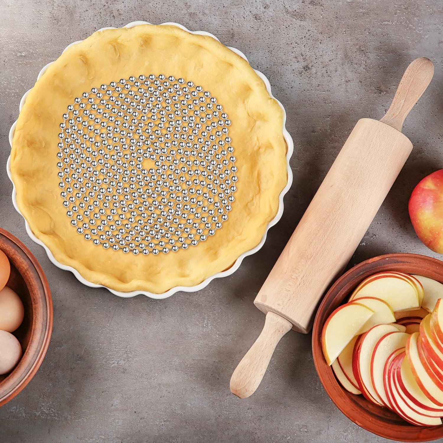 Ferraycle 2 Pieces Pie Weights for Baking Crust Pie Crust Weight Protectors for Edges Baking Beads Chain Stainless Steel Beads for Dough Kitchen Cooking Blind Pastry(6 Ft, 10 Ft)