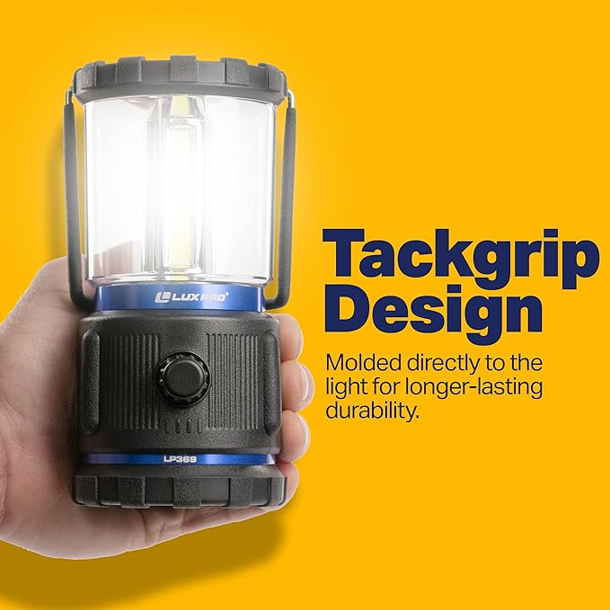 LUXPRO 3C Rugged 750 Lumen LED Lantern - Battery Powered for Up to 90 Hours of Use - Dimmable LED Light with IPX4 Water-Resistant Rating