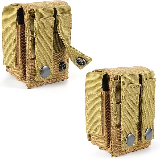 2 Pack Tactical Pouches, Molle EDC Compact Pouch Small Utility Pouch Accessories Battery Cigarette Case Card Holder Lighter Slot Mini Cigar Belt Waist Pack