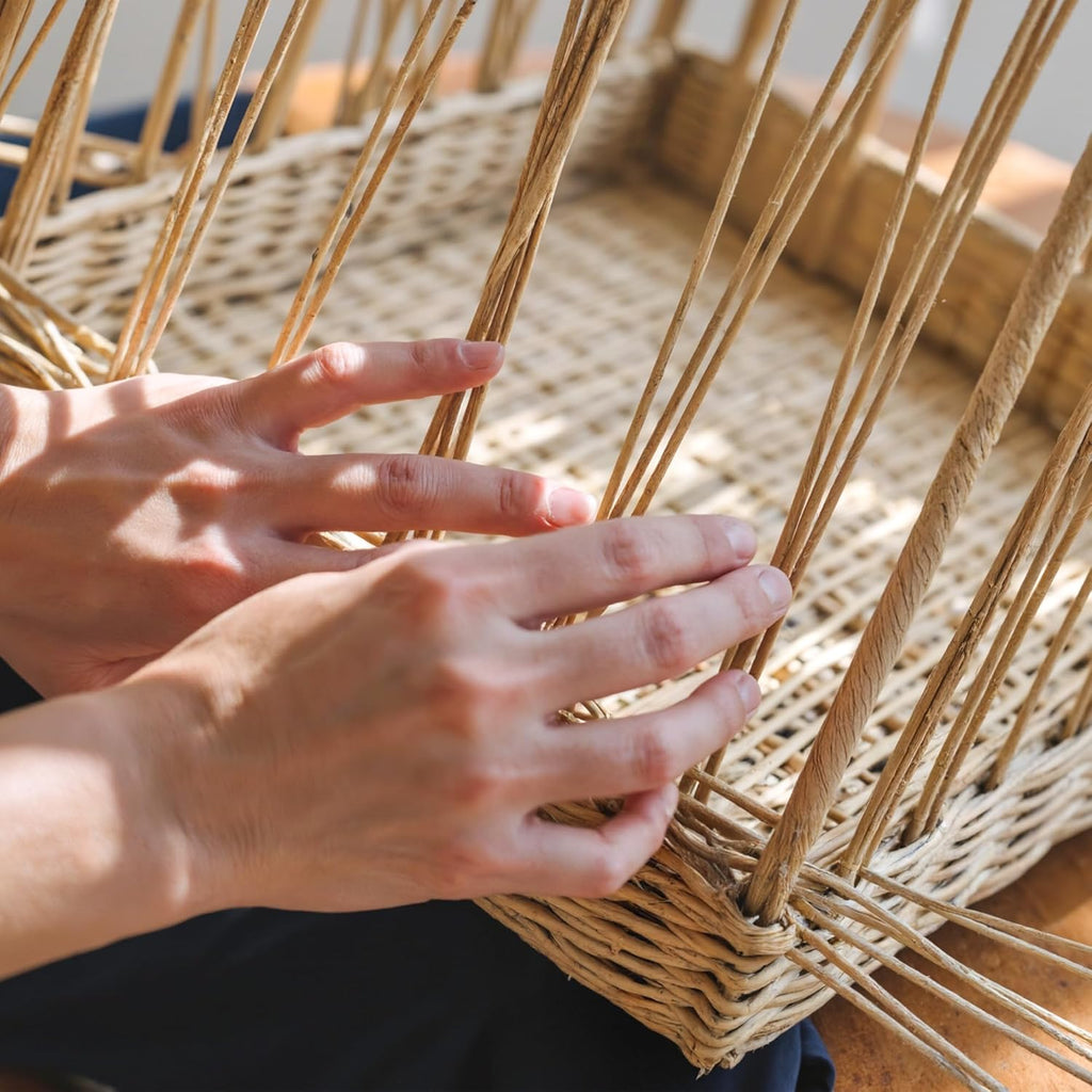 GRANNY SAYS Wicker Storage Baskets for Shelves, Waterproof Wicker Baskets for Organizing, Woven Basket for Shelves, Decorative Basket for Entryway, Butter Milk