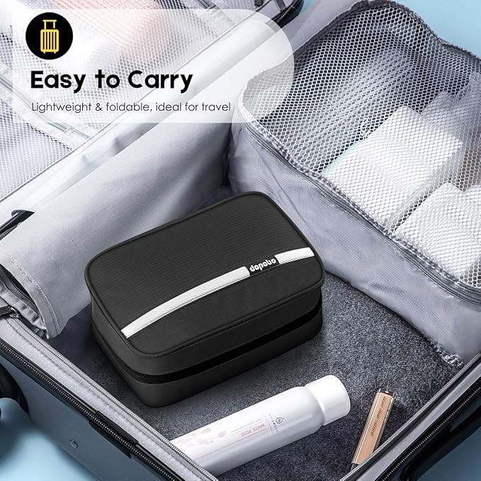 dopobo Travel Toiletry Bag for Women, Dopp Kit for Men, Waterproof Makeup Bag Shaving Bag with Hanging Hook, Portable Toiletry Organizer for Traveling and Camping