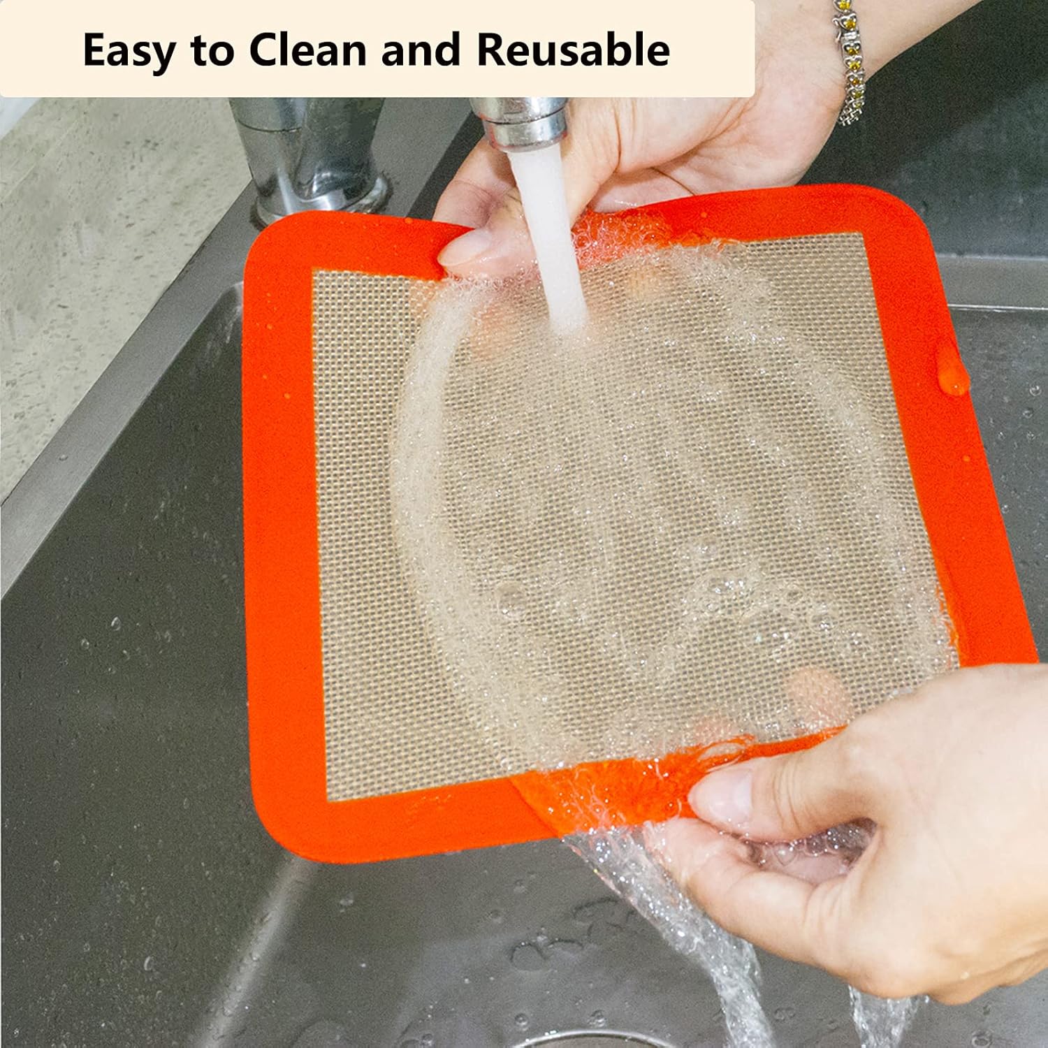 Square Silicone Baking Mats for 9 Inch Cake Pan, 8.5" Food Grade Non-stick Reusable Silicone Mat for Baking Pan for Bread/Pastry/Toast/Pie, Professional Cookie Sheets Liners for Brownie Pan 2 PCS