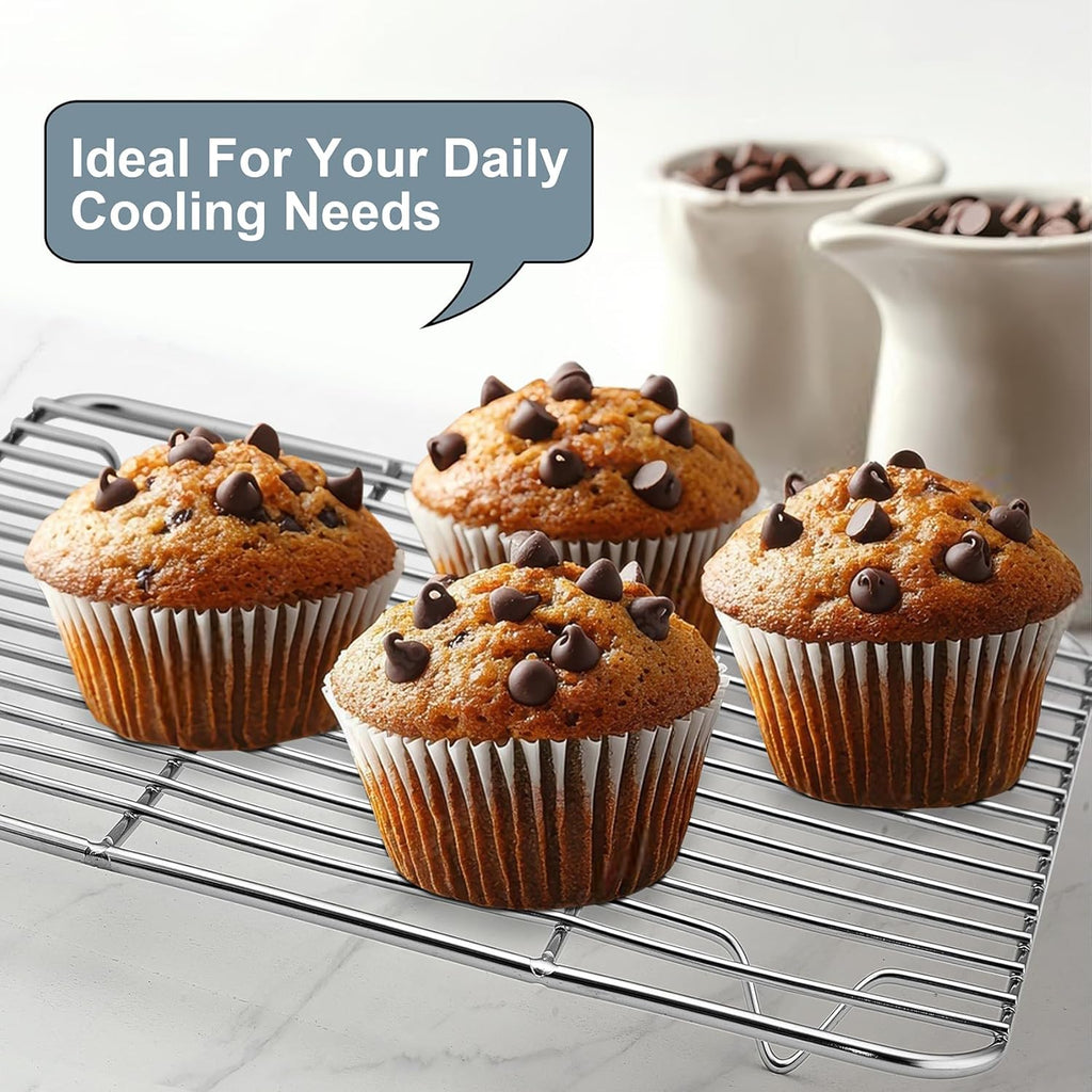 TeamFar Cooling Rack, 9.75” x 7.5” Stainless Steel Wire Baking Rack for Cooking Roasting Grilling, Fit for Oven Pan, Oven & Dishwasher Safe, Non-toxic & Heavy-Duty, 2PCS