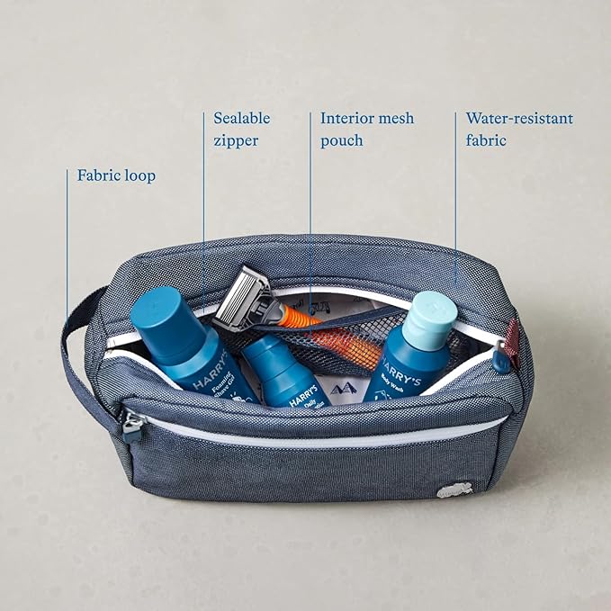 Harry's Travel Shaving Kit for Men - Toiletry Bag, Razor, Foaming Shave Gel, and Blade Cover - TSA Friendly Shave Kit