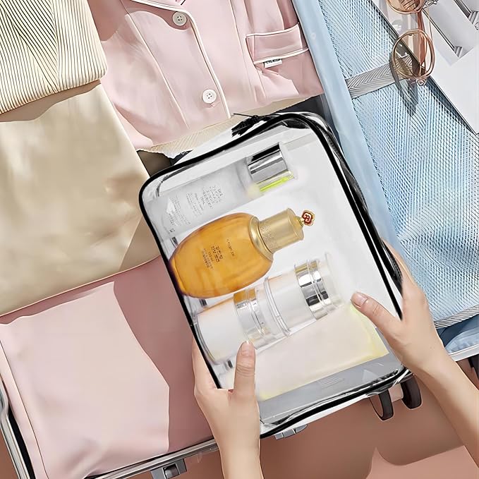 Tbestmax 10 Pack Clear Cosmetic Bags Makeup Bags Portable Waterproof TSA Approved Travel Toiletry Bags Organizer