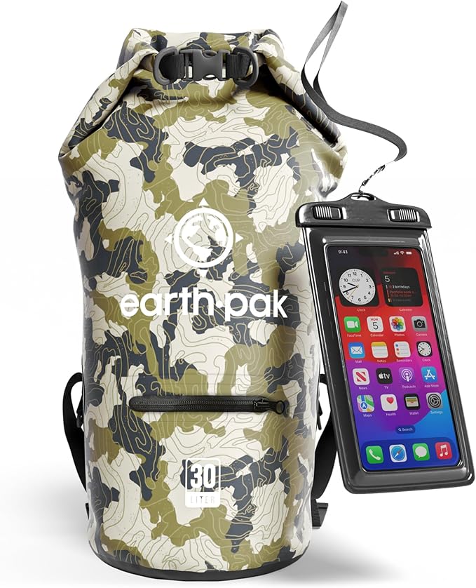Earth Pak Waterproof Dry Bag with Zippered Pocket - Waterproof Dry Bag Backpack Keeps Gear Dry