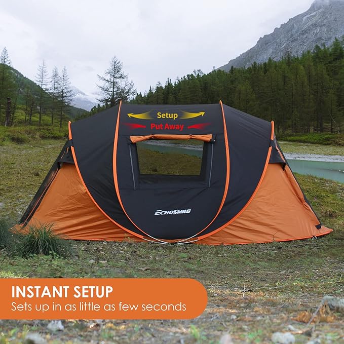 EchoSmile Camping Instant Pop Up Tent, 2/4/6/8/10 Person, Water Resistant Dome, Easy Setup for Camping Hiking and Outdoor, Portable with Carry Bag, 3 Season