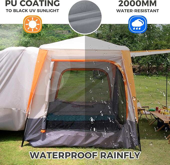 HEYTRIP SUV Tent for Camping with Poles Double Door Design SUV Camping Tent Waterproof Rainfly Car Camping Tent for Couples or Family