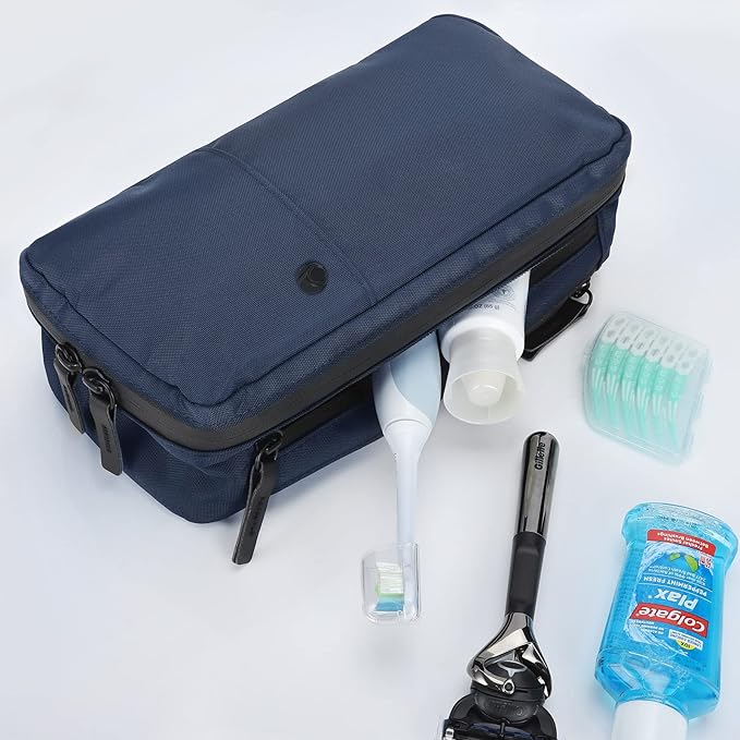 Purevave Compact Mens Toiletry Travel Bag Hanging, Mens Dopp Kit for Travel Waterproof, Wash Pouch Blue
