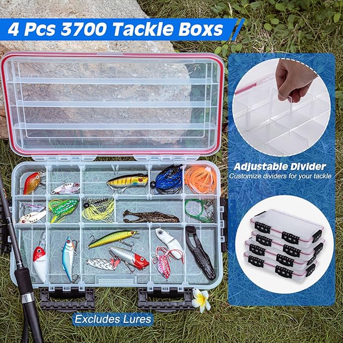 Goture IPX EVA Bottom Fishing Tackle Bag with Rod Holder, Waterproof 600D Fishing Backpack with 8 Lure Pockets & Rain Cover