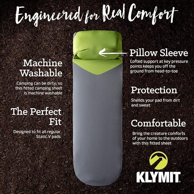 Klymit Insulated Static V Inflatable Camping Sleeping Pad and Static V Sheet Pad Cover Bundle, One Size, Coyote Sand