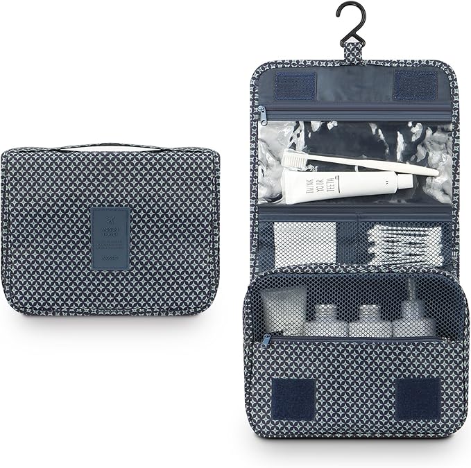 Mossio Hanging Toiletry Bag - Large Cosmetic Makeup Travel Organizer for Men & Women with Sturdy Hook