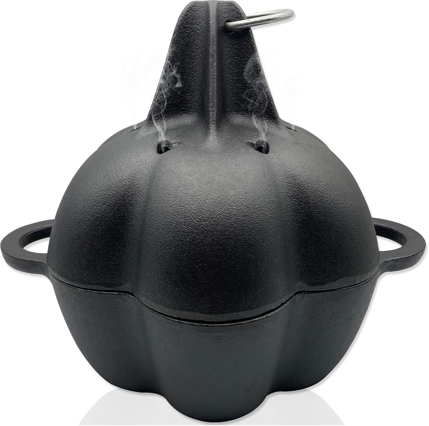 Large Cast Iron Smoker Roaster & Garlic Roster Baker, Smoker Box, Pre-Seasoned Cast Iron Garlic Roaster for Grill, Perfect for BBQ and Oven, for Smoky, Flavorful Vegetables, Meats Wood Chips