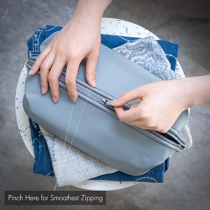 LINE+ARC Easy-to-Clean Silicone Dopp Kit (As Seen in Glamour and GQ) Extra-Wide Opening Anti-Stain (Smoke, 3.5L) Toiletry Bag Travel Set Makeup Organizer Cosmetics Case Fabric Simple Hang Loop