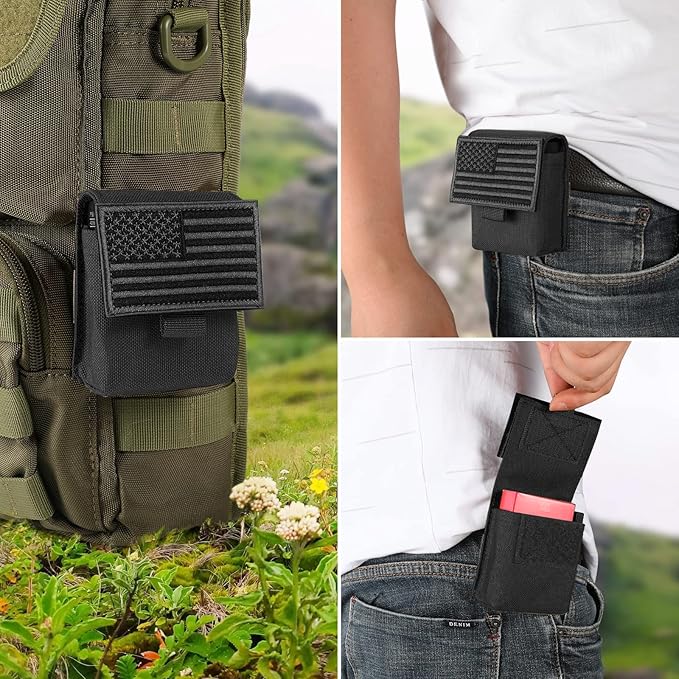 2 Pack Tactical Pouches, Molle EDC Compact Pouch Small Utility Pouch Accessories Battery Cigarette Case Card Holder Lighter Slot Mini Cigar Belt Waist Pack