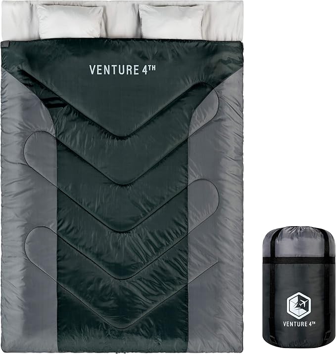 VENTURE 4TH Backpacking Sleeping Bag – XXL, Double and Single Sizes - Lightweight Warm & Cold Weather Sleeping Bags for Adults, Kids & Couples – Ideal for Hiking, Camping & Outdoor Adventures