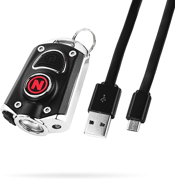 NEBO Mycro Rechargeable LED Keychain Light | Key Ring Flashlight Features 6 Light Modes,