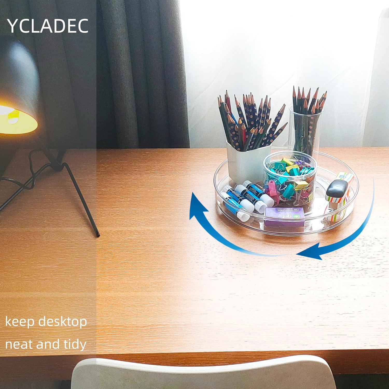 2 Pack Lazy Susan 9.25" Inch Turntable Organizer Pantry Organization and Storage Container Bins Spice Rack Cabinet Rotating Condiment for Pantry Kitchen Vanity Bathroom Jewelry Holder Clear