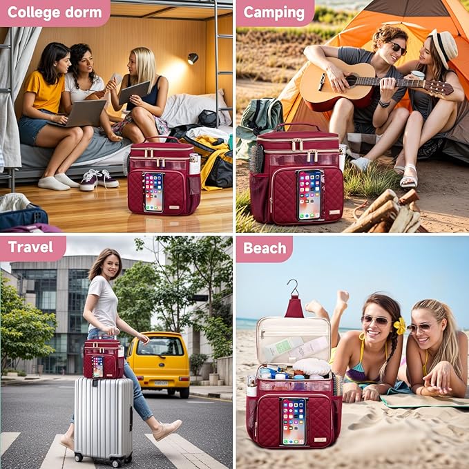 Large Toiletry Bag for Women Men,Bathroom Bag,Water Resistant Portable Shower Caddy for College Dorm,Hanging Toiletry Bags for Traveling,Gym Camping Cruise Ship Travel Essentials Shower Bag