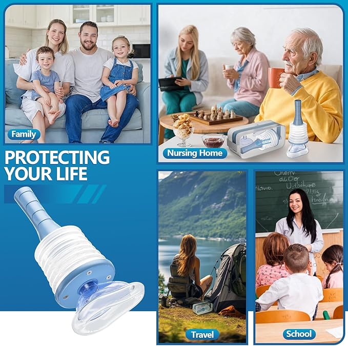 Senvok Choking Rescue Device (2 Sets) - FSA HSA Eligible - Home Kit & Travel Kit - Anti Choking Device for Kids and Adults, Portable Airway Suction Device, Choking First Aid Device