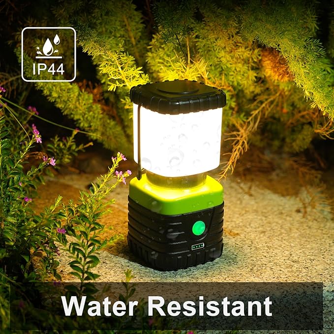 1PCS 3200K Warm Light LED Camping Lantern Rechargeable 1000LM, 4500mAh Power Bank, Flashlight for Hurricane Emergency, Hiking, IP44 Waterproof Lantern(Green)