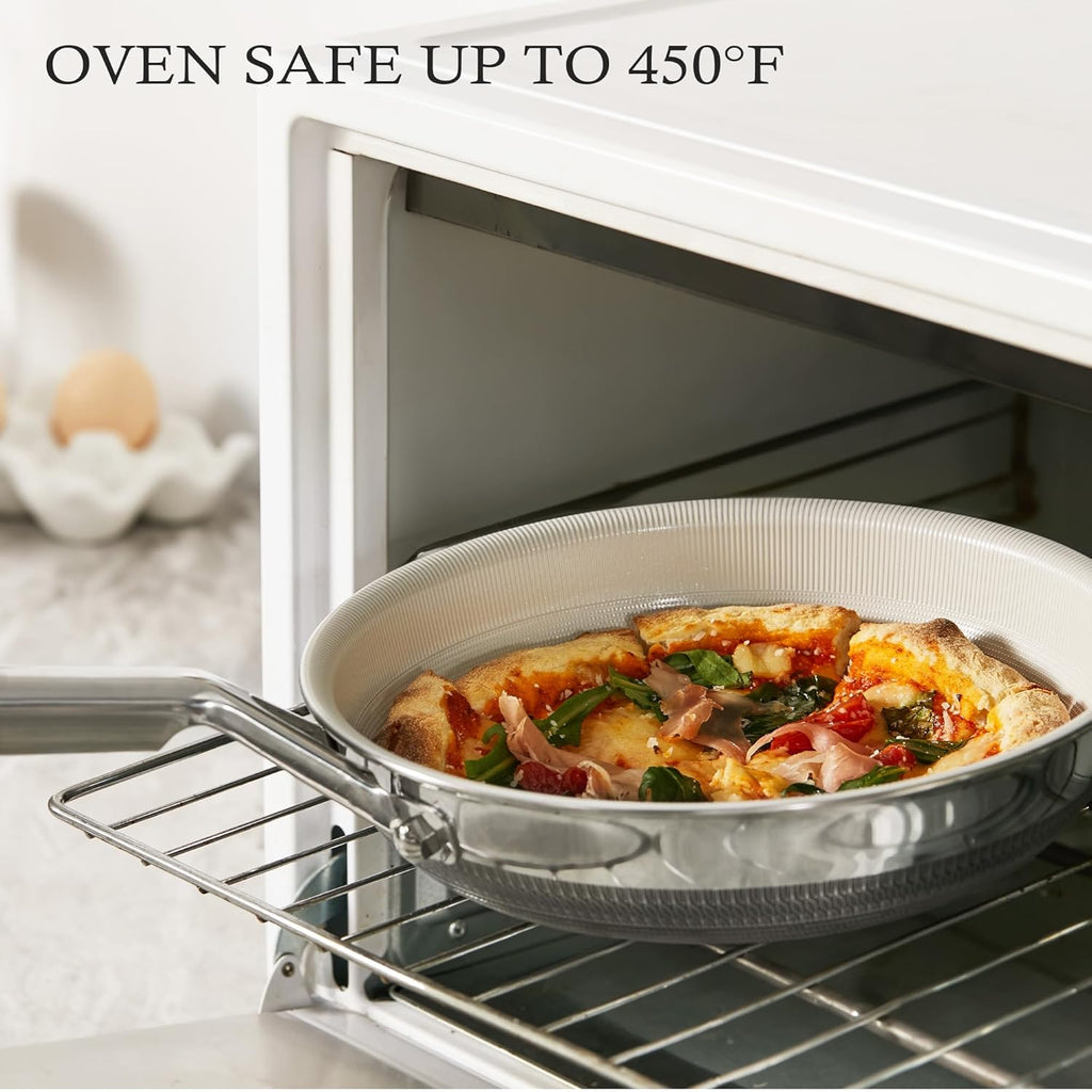 KITEXPERT Non Stick Frying Pans Set, Beige Titanium Ceramic Pan, Nonstick Skillet Stainless Steel, PFAS, PFOA & PTFE Free, Dishwasher & Oven Safe, All Cooktops Compatible, 3 Piece (8", 10", 12")