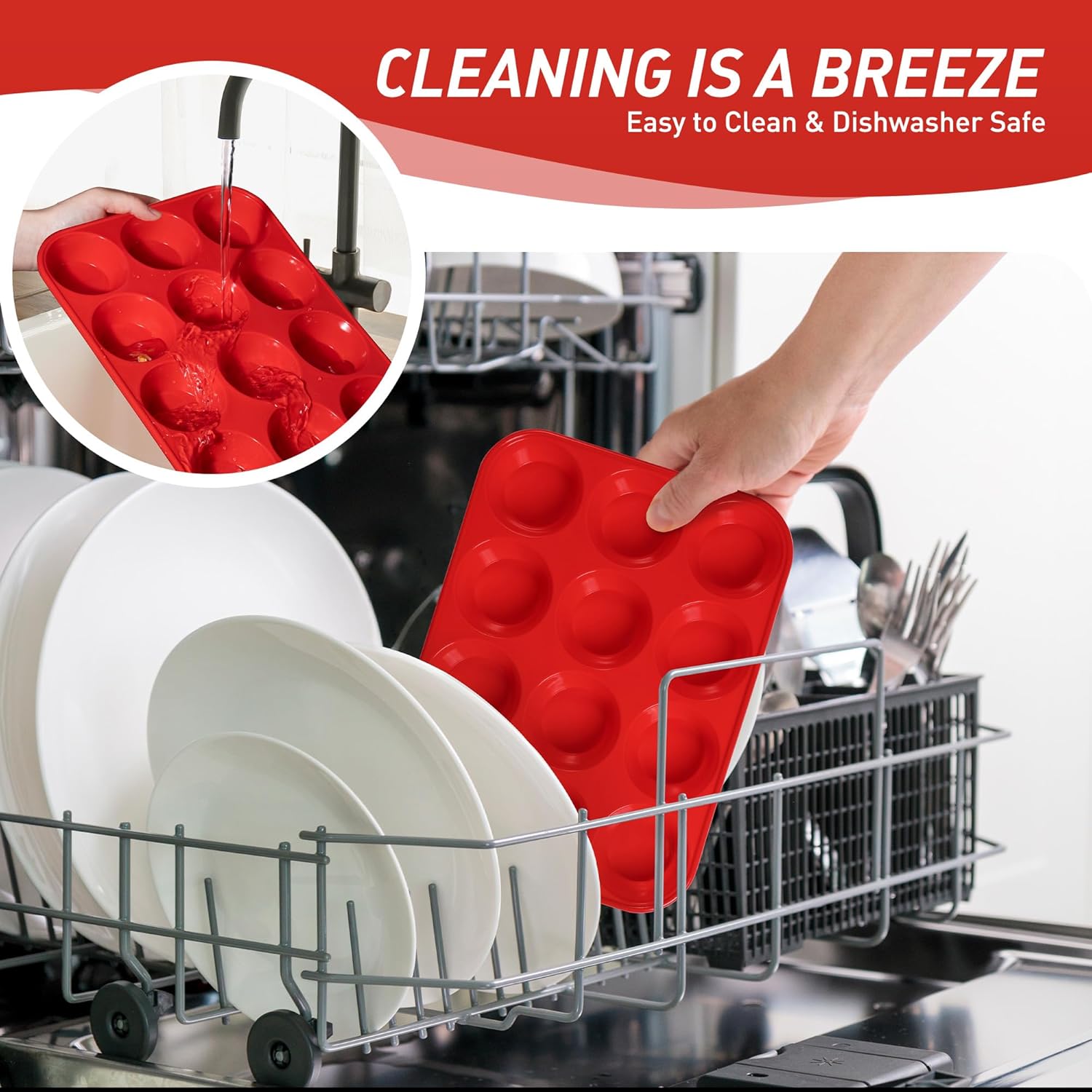 2 Pack 12 Cups Silicone Muffin Pan with Metal Reinforced Frame Regular Size Silicone Molds Cupcake Cake Baking Pans Cookie Baking Chocoflan Cupcake Mold Nonstick Muffin Tin Home Baking Supplies