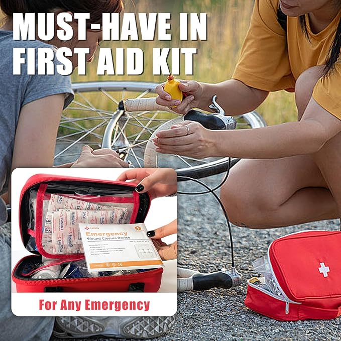 Carbou Emergency Wound Closure Strips - 2 Pcs - Zip Stitch Butterfly Bandaids - Laceration Closure Kit - Stitchless & Easy to Use