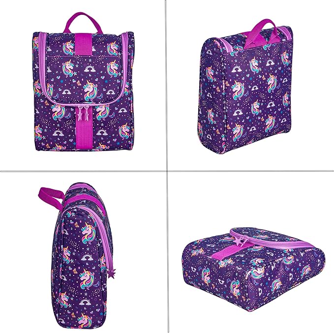 Cute Cartoon Hanging Kids Toiletry Bag Children Travel Cosmetic Makeup Organizer Wash Bag Shower bag Over Night Bag Camping Shaving Kit Bag for Boys & Girls(Unicorn)