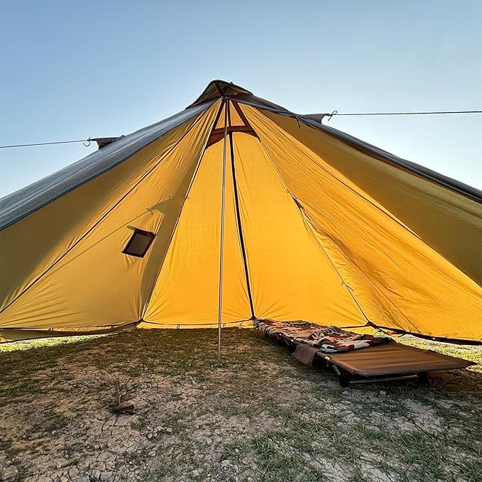 Camping Hot Tent with Wood Stove Jack Winter Teepee Tent 4 Season Backpacking Tent for Survival Hunting Military Fishing