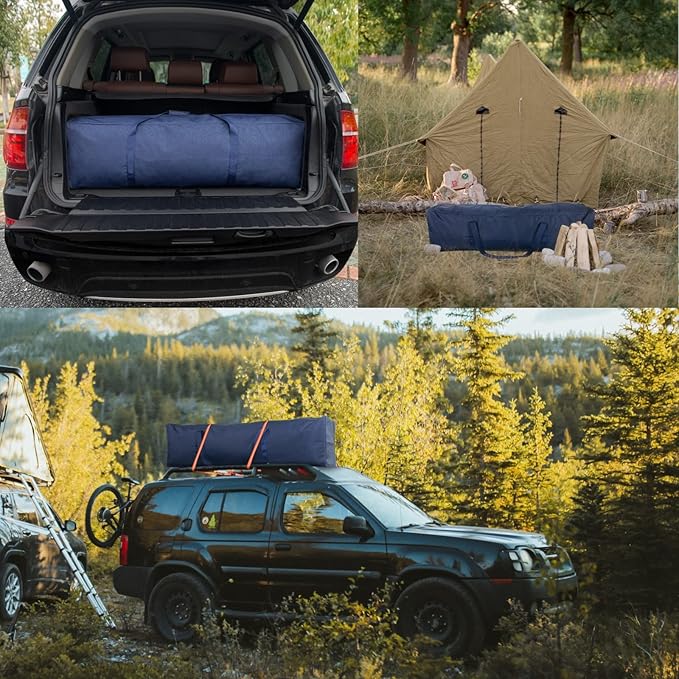 TOPDesign 46 Inch Extra Large Zippered Duffel Bag for Travel Camping Sports Equipment Storage, Waterproof Foldable Luggage Bag with Padded Handles