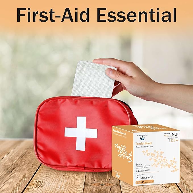 Bordered Gauze Island Dressing 4x4-25 Wound Bandages for Wound Protection - Good for Hospitals, Medical Facilities, First Aid Kits, and More