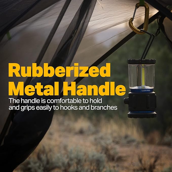 LUXPRO 3C Rugged 750 Lumen LED Lantern - Battery Powered for Up to 90 Hours of Use - Dimmable LED Light with IPX4 Water-Resistant Rating