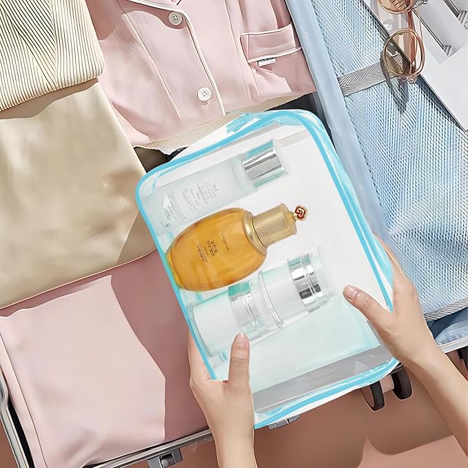 Tbestmax 10 Pack Clear Cosmetic Bags Makeup Bags Portable Waterproof TSA Approved Travel Toiletry Bags Organizer